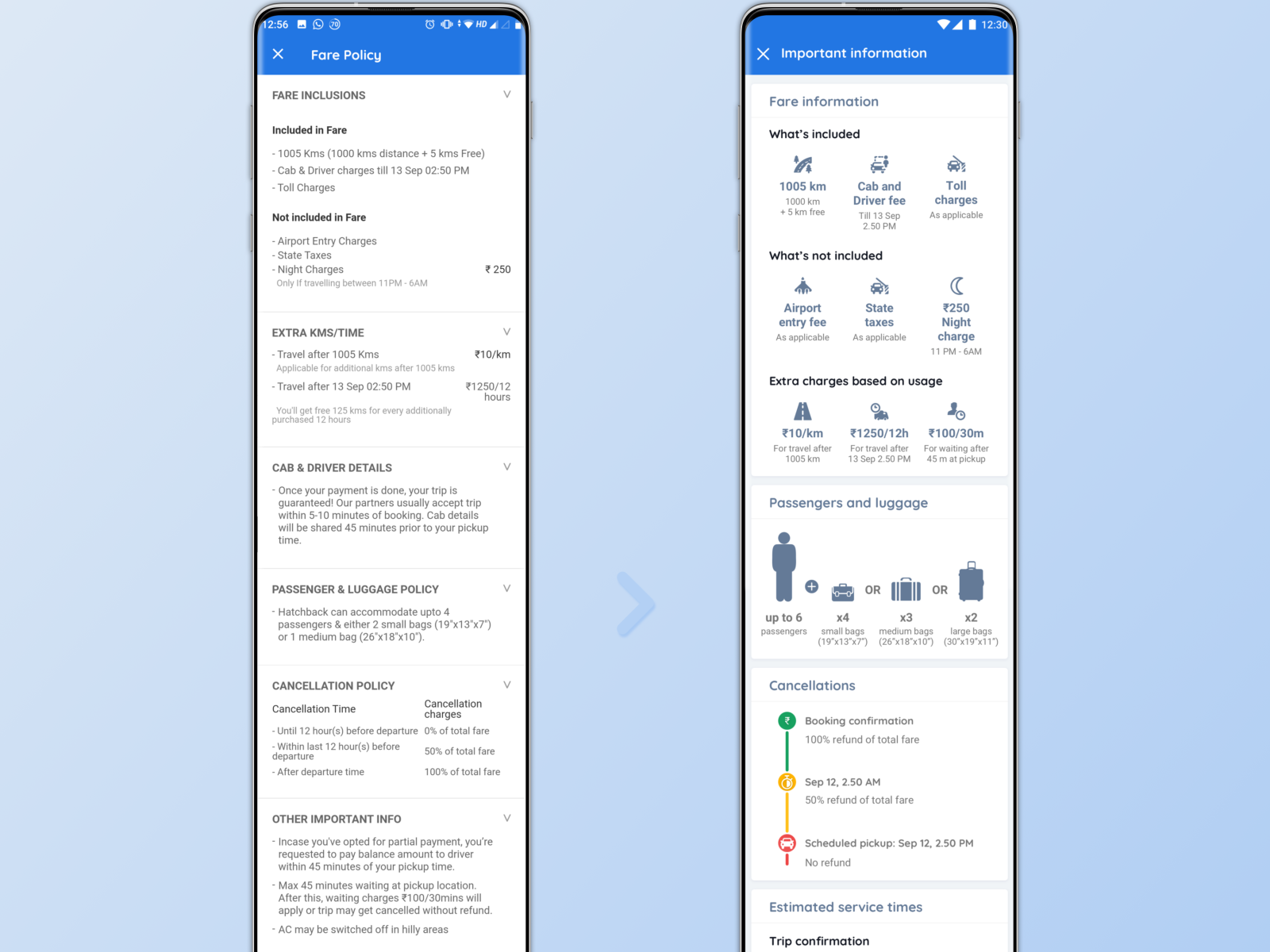 Dribbble Shot 2 Cabs fare info redesign.png by Ankush Saxena