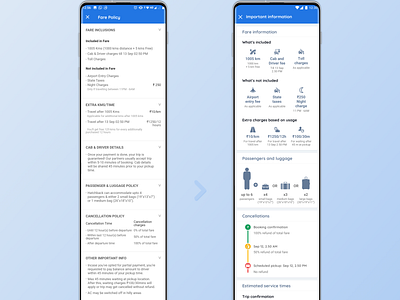 Redesigned - Policies for Cabs in Goibibo app