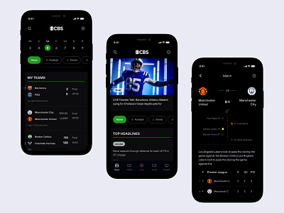 CBS - sport application for SMG app basketball black design figma ios app principle sport typography ui ux