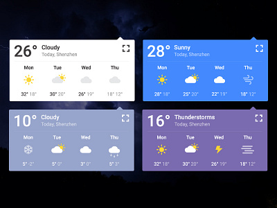 Weather widgets android flat material rain sun thunder weather widget