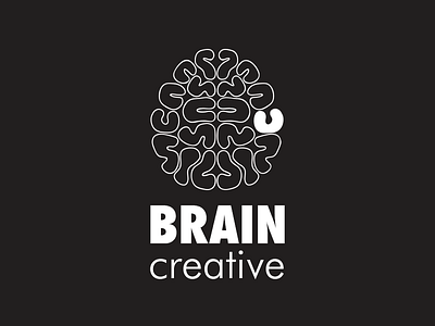 Brain Creative agency advertising black and white branding logo