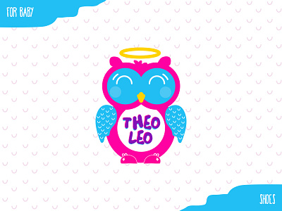 THEO LEO Baby Shoes® angel bag blue branding corporate identity envelope logo notebook owl pattern personal card pink