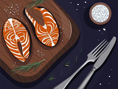 Dinner with fish dinner fish food illustration vector illustration