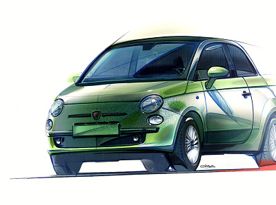 Fiat 500 sketch car car artwork car design car draw car illustration fiat 500 illustration key visual sketch