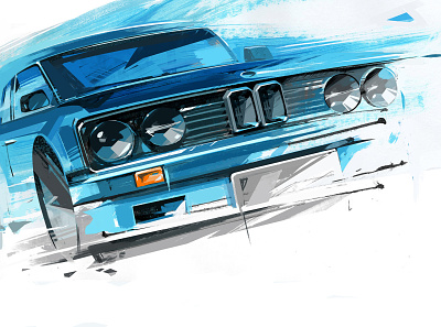 BMW Illustration bmw car car artwork car draw car illustration car sketch classic car illustration key visual