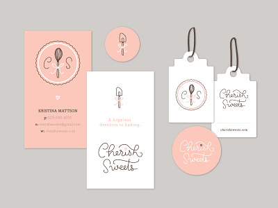 Cherish Sweets - print materials bakery branding business cards cookies identity logo stickers tags