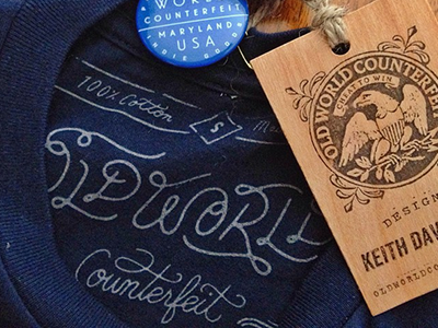 Shirt Tag Final custom lettering lettering old world counterfeit screen printed