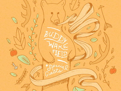 Buddy Wakefield bear buddy wakefield drawing illustration poster ribbon spokane
