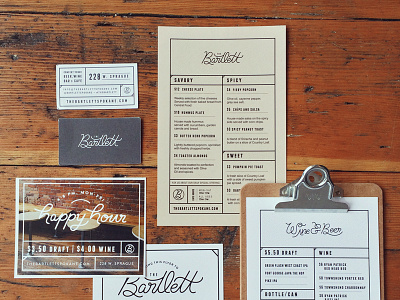 Bartlett Menus and stuff cards design layout menus printed spokane