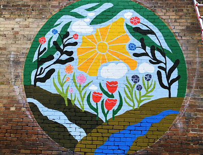 mural floral illusration landscape mural mural design muralart spokane