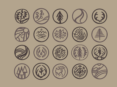 hand drawn nature icons deer fox hand drawn icons nature plants rivers trees