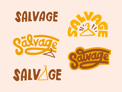 GN thrift Salvage logos block lettering branding design hand drawn hand lettering identity lettering logo script spokane typography