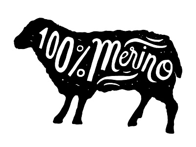 Merino clothing tag hand drawn hang tag lettering sheep