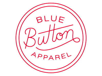 Blue Button edits lettering logo script stamp