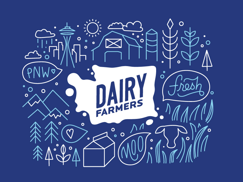 Dairy Farmers of Washington Mug cows dairy illustration lettering milk pnw script washington
