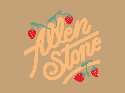 Allen Stone band merch design illustration lettering script strawberry type