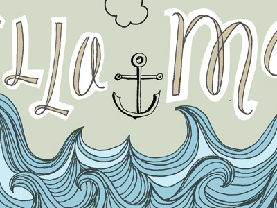 Della Mae Sticker anchor bluegrass boston della mae hand drawn illustration lettering ocean sticker typography waves