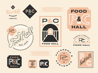 food hall branding icons icons set lettering logo logos monogram