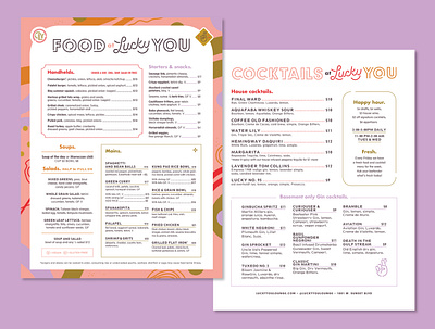 Lucky You Food Menu cocktail menu menu design restaurant restaurant branding spokane
