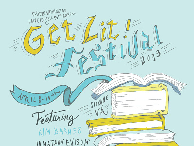 Get Lit! Poster authors books festival illustration literary poster spokane writing