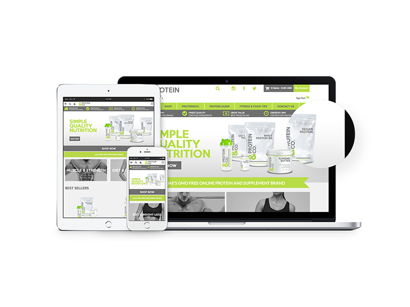 PROTEIN&CO Ecom website design and build bespoke template wordpress protein ecom design website