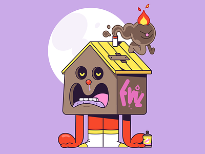 Henrik the Haunted House. 2d cartoon character characterdesign evil halloween illustration illustrator purple scary smoke