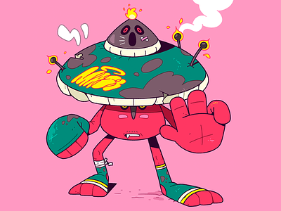 Musco. 2d boxing cartoon character characterdesign design fighting illustration illustrator mushroom pink smoke