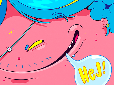 Bo the Blue Hair. 2d cartoon character characterdesign eyepatch hair happy illustration illustrator smile speech tash