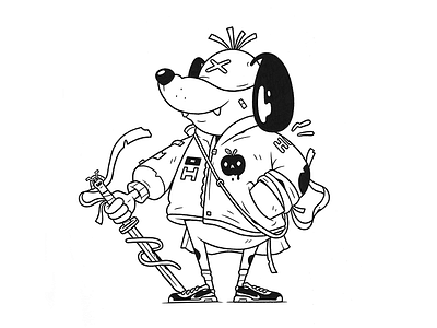 Master Rover (Hand Drawn) animal dog hand drawn illustration master samurai