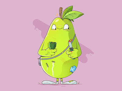 Pear Gang. cartoon character food fruit gang happy illustration illustrator pear weapon