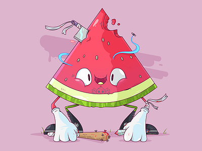 Watermelon Gang. cartoon character food fruit gang happy illustration illustrator melon watermelon weapon