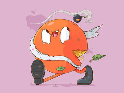 Orange Gang 2d cartoon character character design food fruit gang happy illustration illustrator orange weapon
