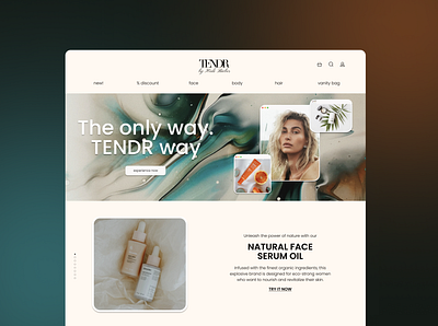 TENDR - Eco-cosmetics ladning page by Ewe design desktop e commerce eco exclusive fresh landing minimal online products shopping ui