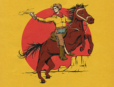 Cowboy Illustration by hand comic comic art comic book cowboy hand drawn illustration vintage wacom wacom intuos western