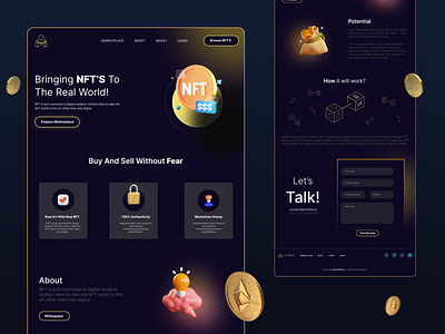 NFTs Marketplace Landing Page Design adobe xd crypto cryptoart figma illustrator landing page landing page design landingpagedesign nfts ui ui design ui ux uiux uiux design user interface ux design web design webdesign website design