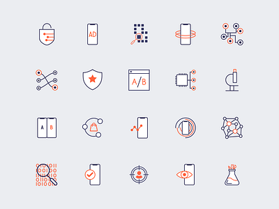 Mobile Marketing Tech Company Icon Set