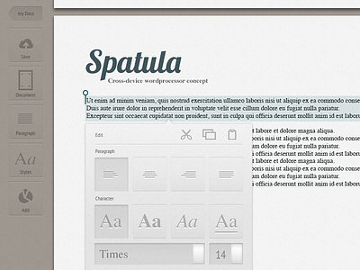 Spatula app concept software ui wordprocessor