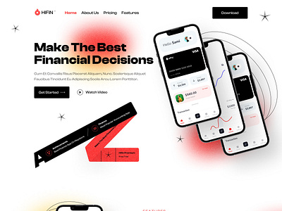 HIFIN- FINANANCE APP LANDING PAGE DESIGN 3d animation app branding design graphic design illustration logo motion graphics ui vector