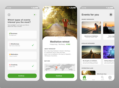 Meditation Retreat App ui