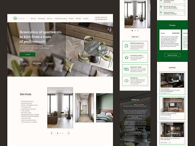 Landing page | Renovation of apartments adaptive app design figma icon illustration photoshop typography ui user experience user interface ux vector web design