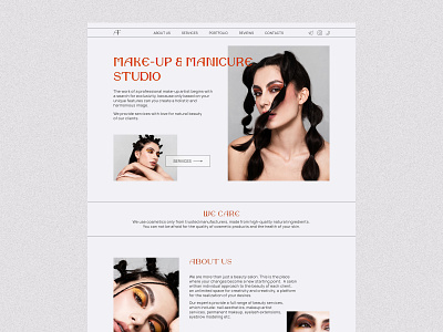 Landing page | Make-up and manicure studio animation branding cosmetic design figma icon illustration interface landingpage makeup manicure minimal photoshop typography ui user experience ux uxui vector webdesign