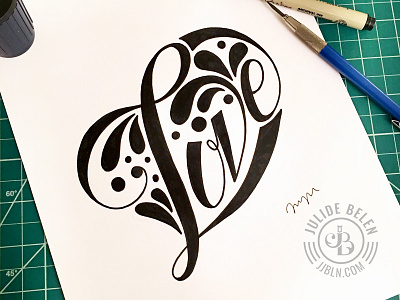 JJBLN | Love design graphic design hand lettering heart illustration ink lettering love micron type typography
