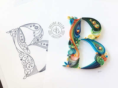 JJBLN | Quilled Paper Art: B b hand lettering initial monogram paper paper art quilled paper art quilling typography