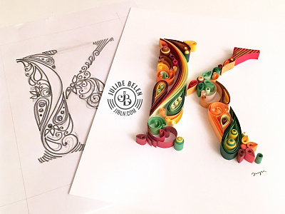 JJBLN | Quilled Paper Art: K art design illustration k monogram paper quilled paper art quilling typography