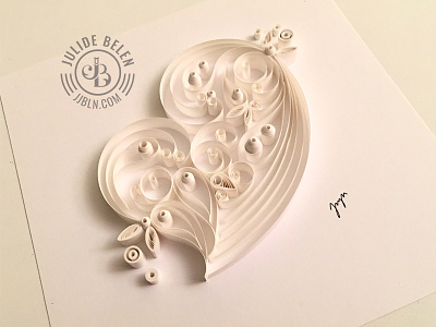 JJBLN | Pure Love heart love paper art paper illustrations quilled paper art quilling white white on white