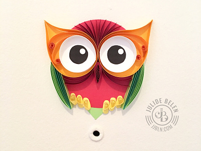 JJBLN | Hoot Hoot colorful door illustration owl paper art paper illustration quilled paper art quilling