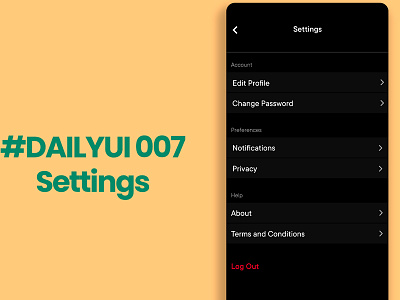 #DAILYUI 007 - Settings adobe xd app daily ui design ui