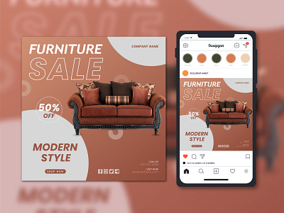 Furniture sale Instagram post and social media template banner design branding design graphic design social media typography web banner