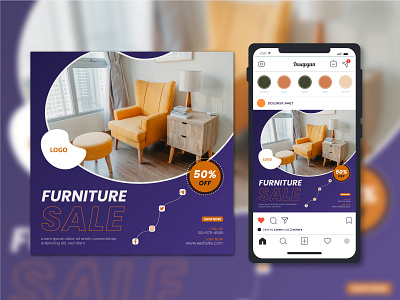 Furniture sale Instagram post and social media template branding design facebook cover furniture graphic design illustration instagaram logo minimal social media typography vector