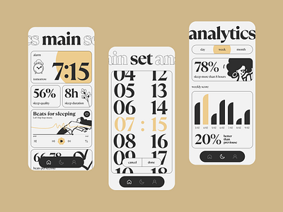 Sleep Analytics Mobile App Concept app concept design illustration mobile sleep app typography ui